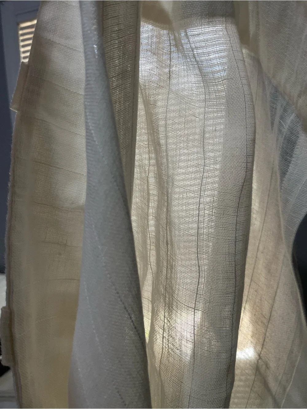Pottery Barn Emery Ivory Linen Drape Set/ 2 Curtain Panels • 50” x 104” • NWOT